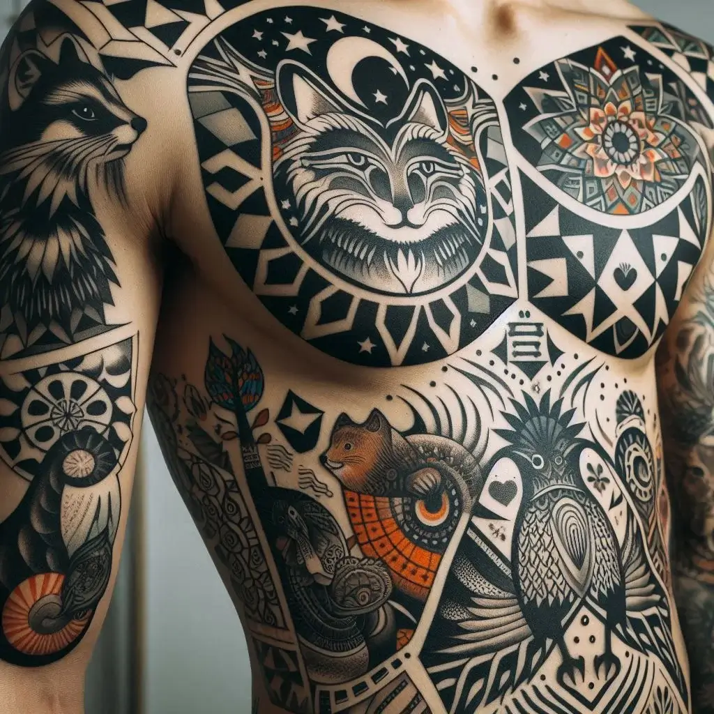 Animal Motifs Patchwork tattoo