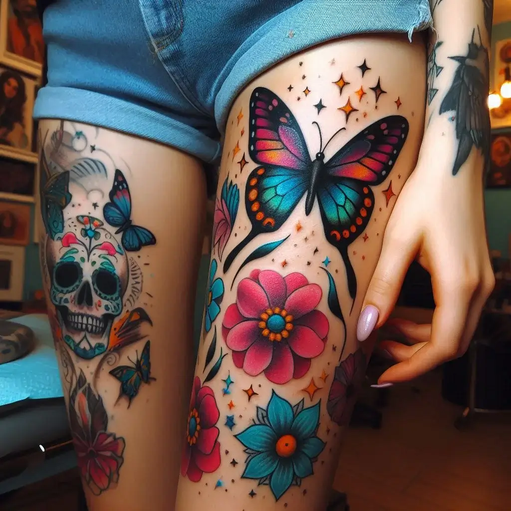 Butterfly Tattoo on leg