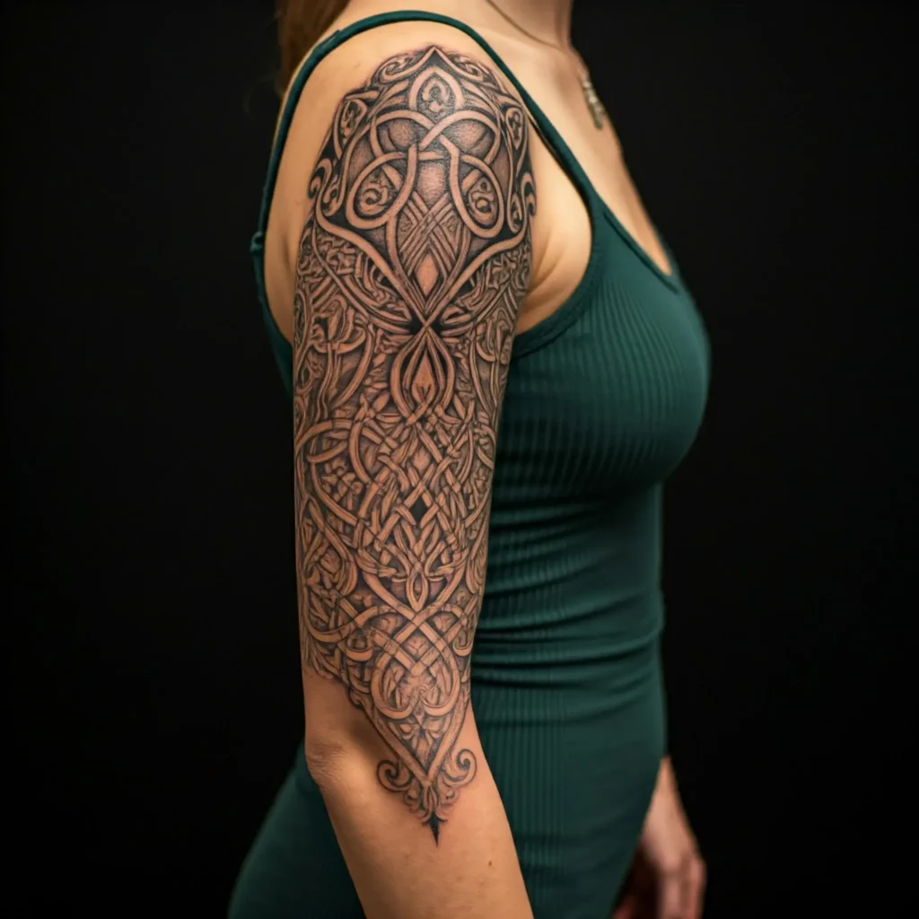 Celtic or Tribal Patterns female classy half sleeve tattoo