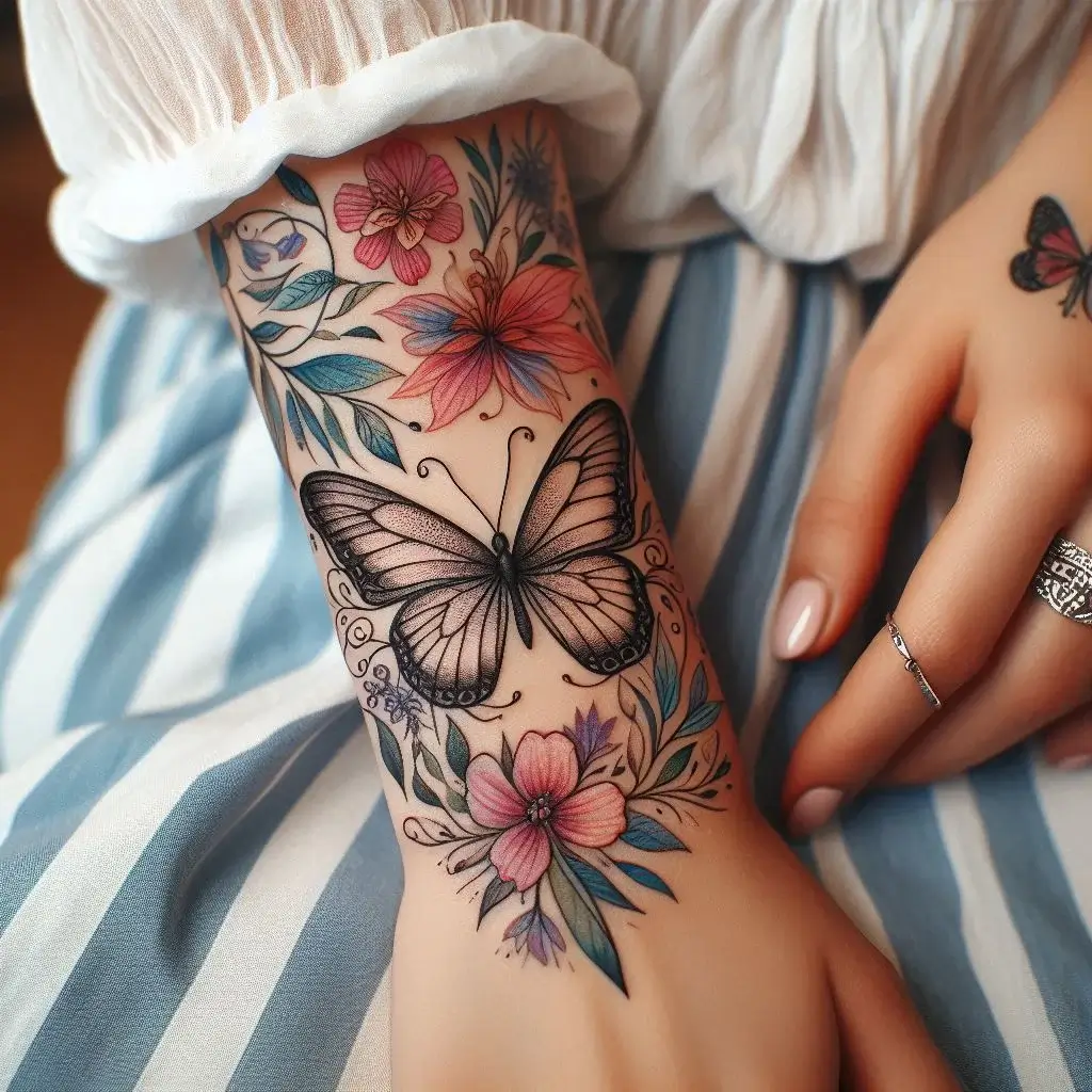 Fine Line Butterfly Tattoo