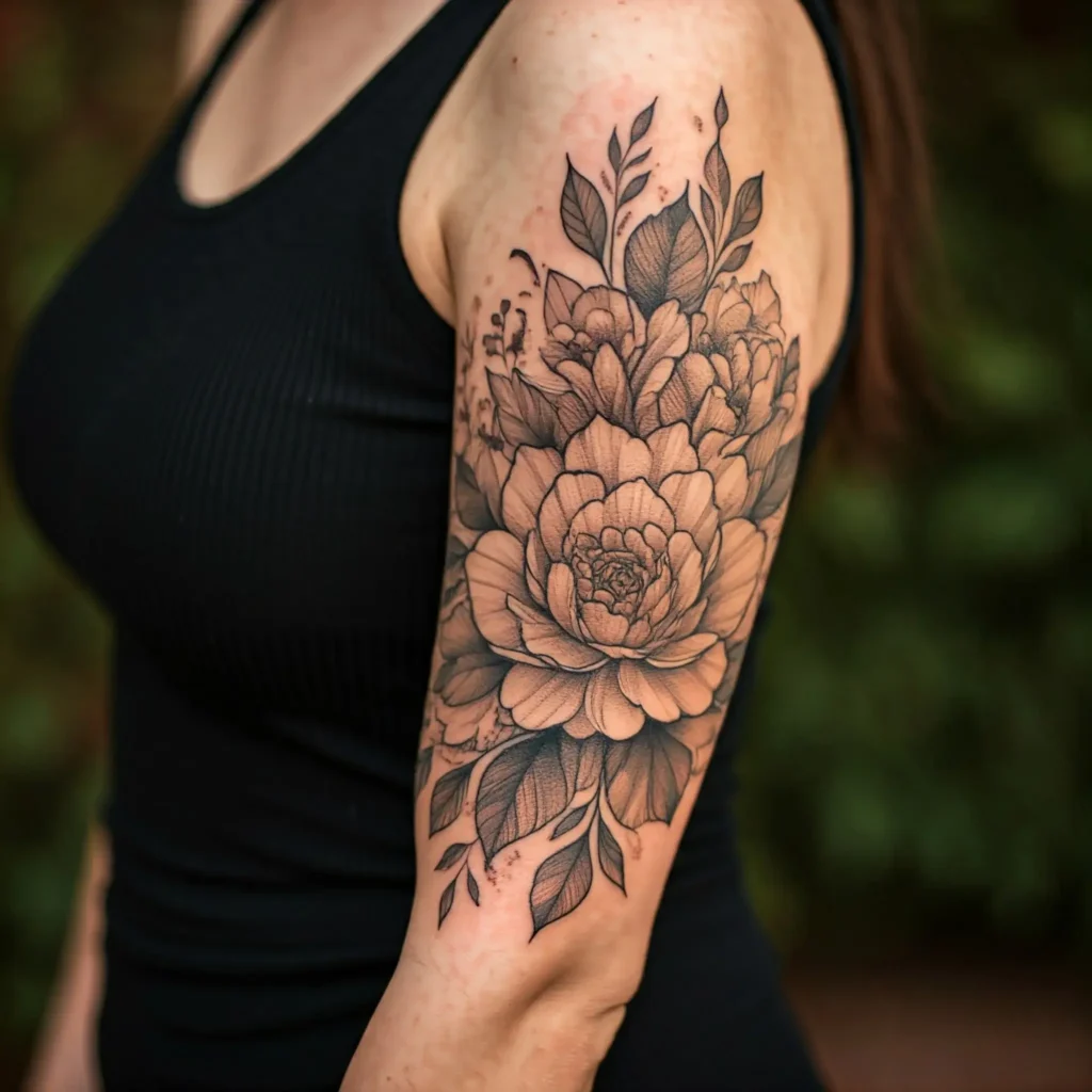 Floral Flower design for female classy half sleeve tattoo