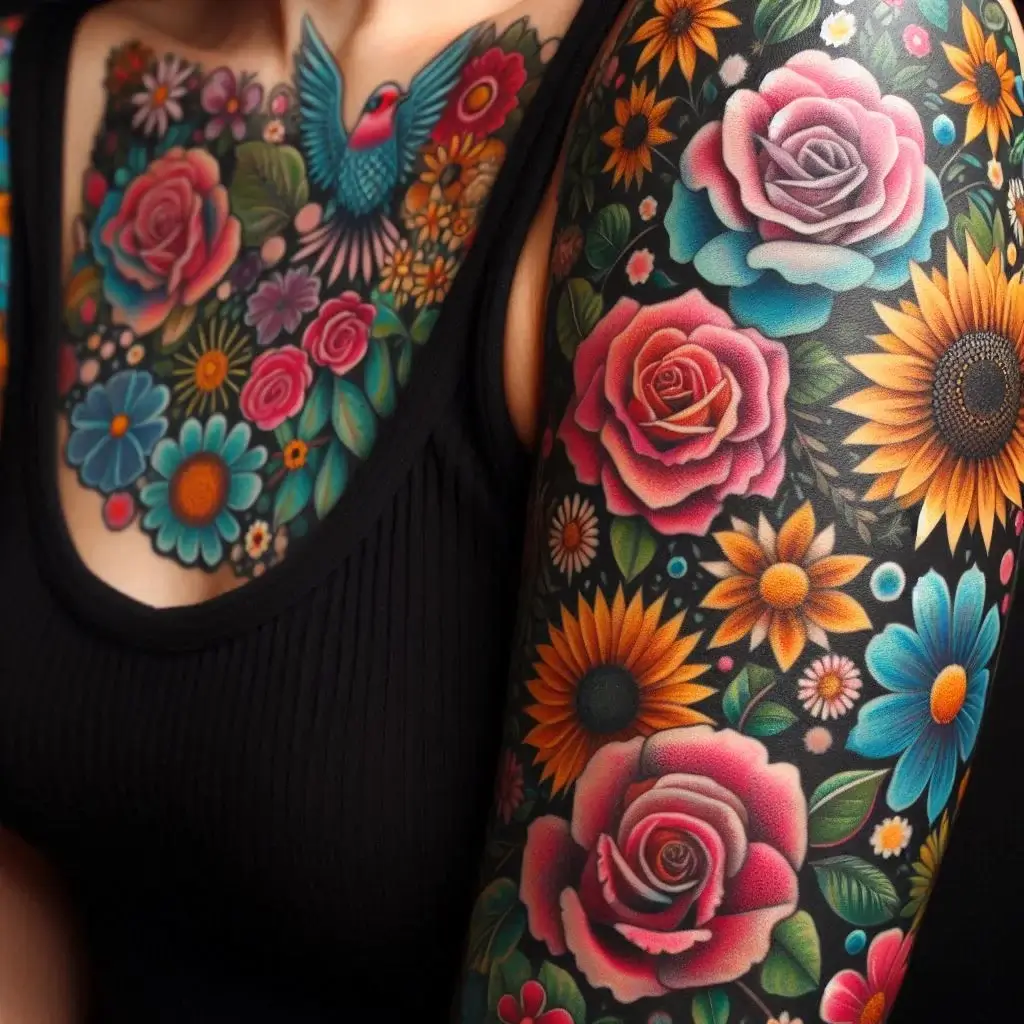 Floral Patchwork tattoo