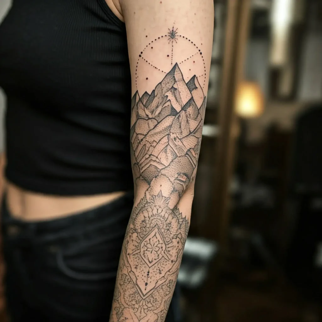 Nature female classy half sleeve tattoo