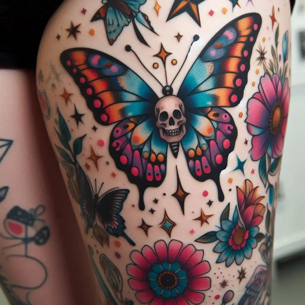 Skull Butterfly Tattoo