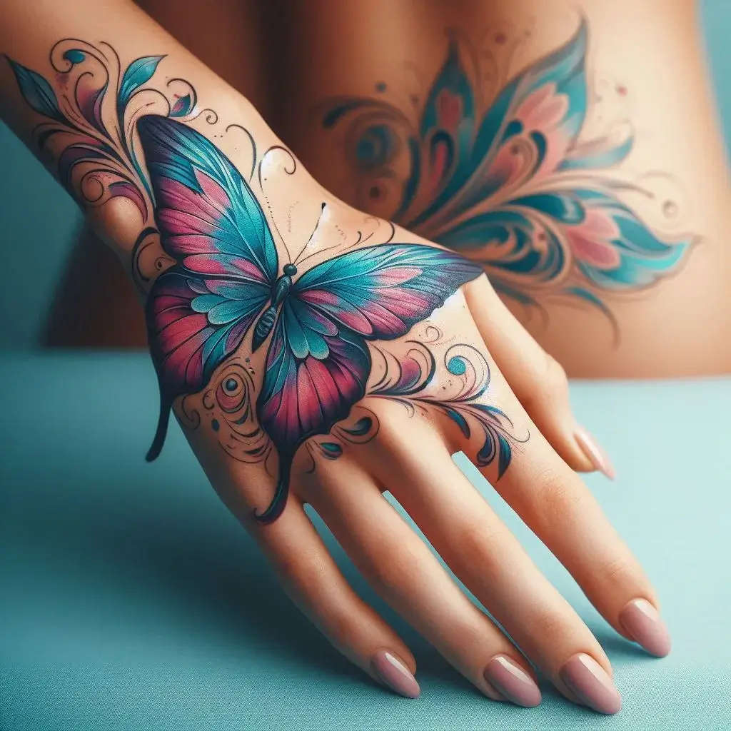 Small Butterfly Tattoo On Hand 1