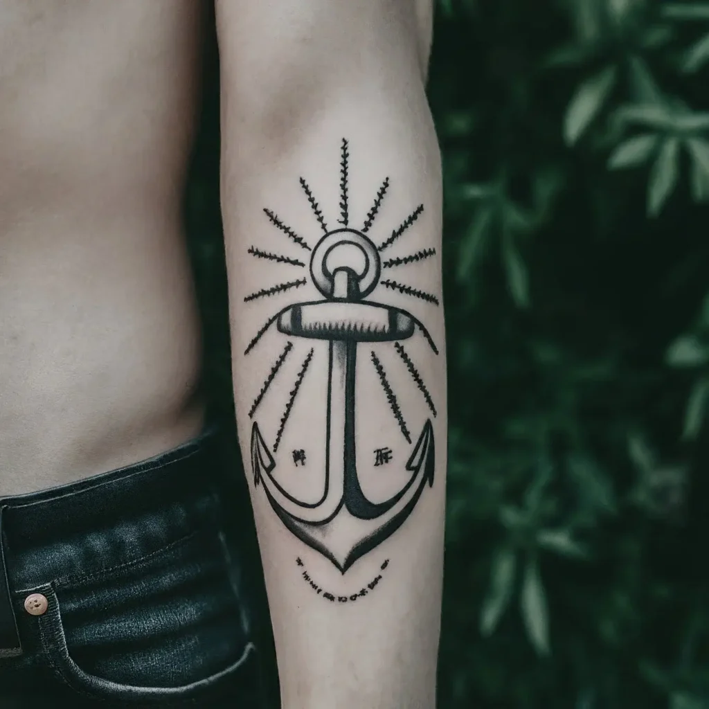 Black line Anchor Tattoo