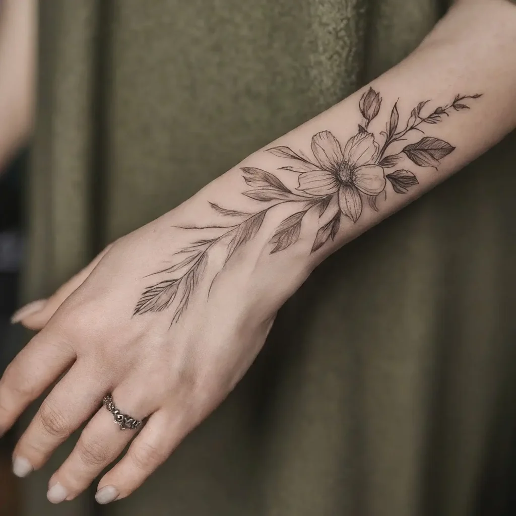 flower hand tattoo