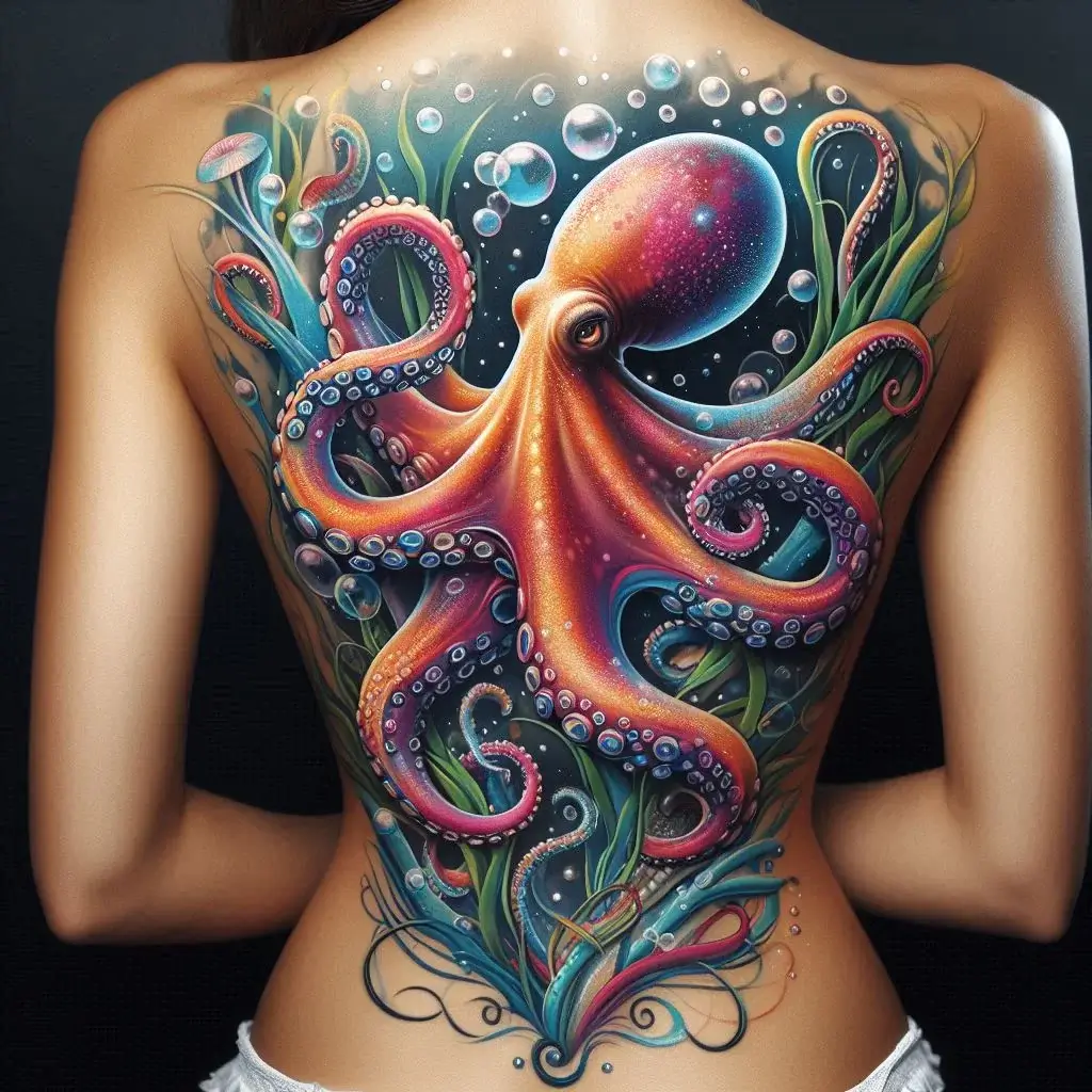 octopus tattoo on women Back