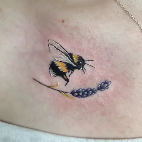 Bee July Birth Flower Tattoo