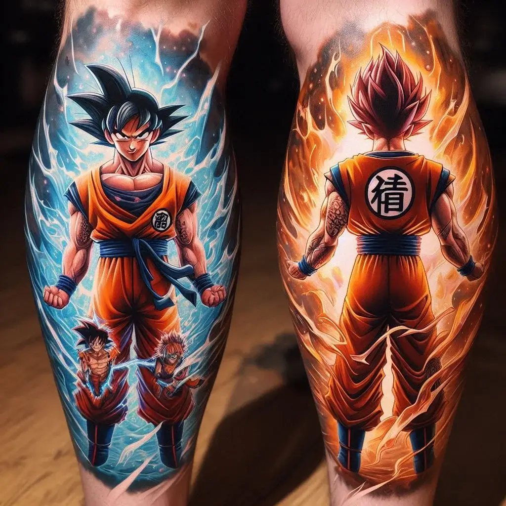 Goku leg sleeve tattoo