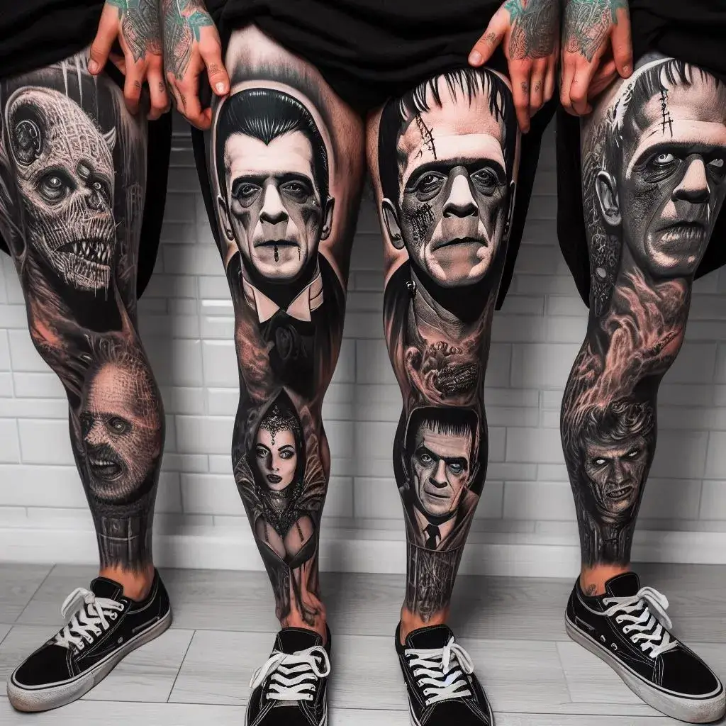 Horror leg sleeve Tattoo