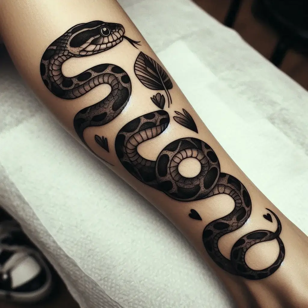 Snake small leg sleeve tattoo