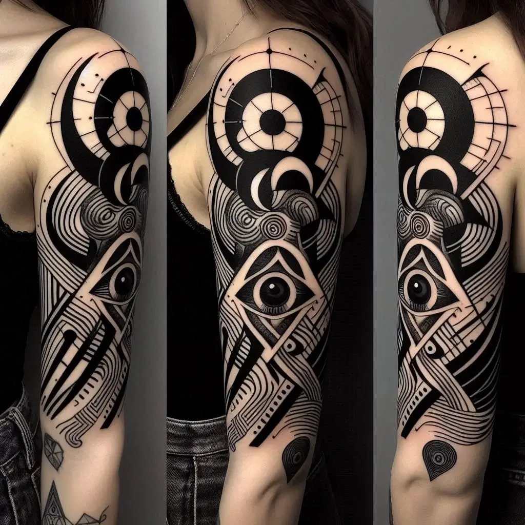 Abstract shapes Tattoo for Quarter Sleeve female