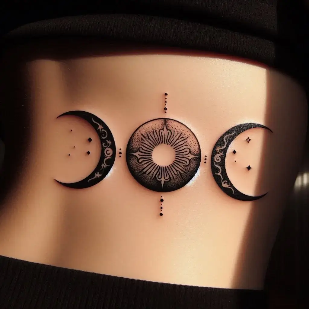 Crescent Moons Negative space tattoo