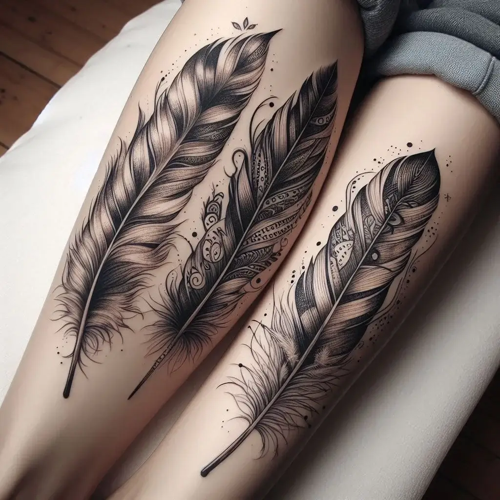 Feathers Negative space tattoo