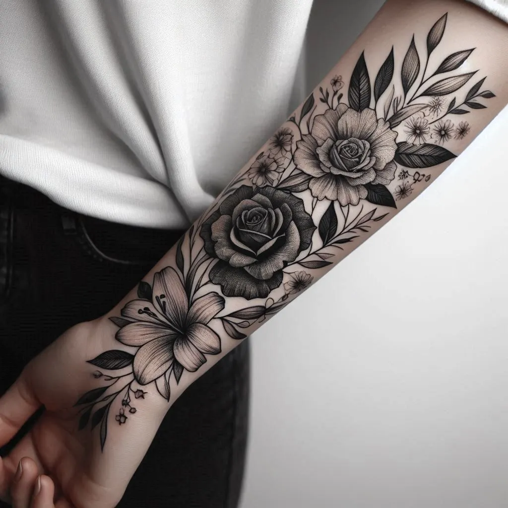 Floral negative space tattoo