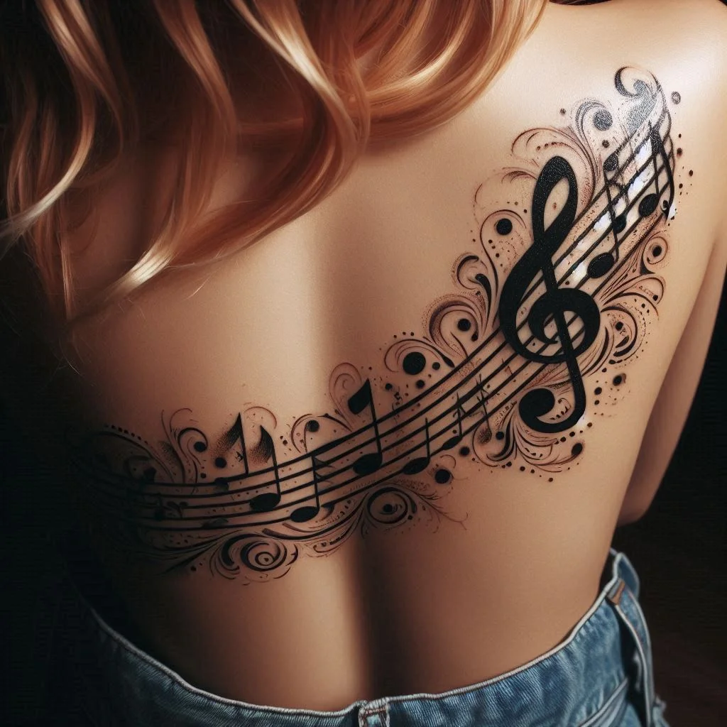 Music Notes Negative Space Tattoo