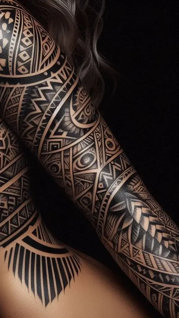 Polynesian Patterns Tattoo on women Sleeve 1 edited