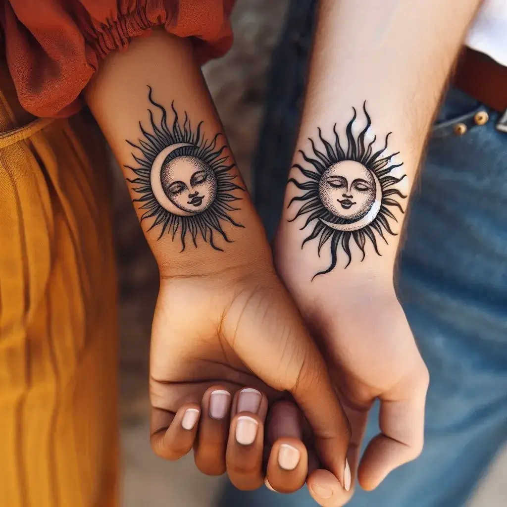 Sun And Moon Tattoo For Couples