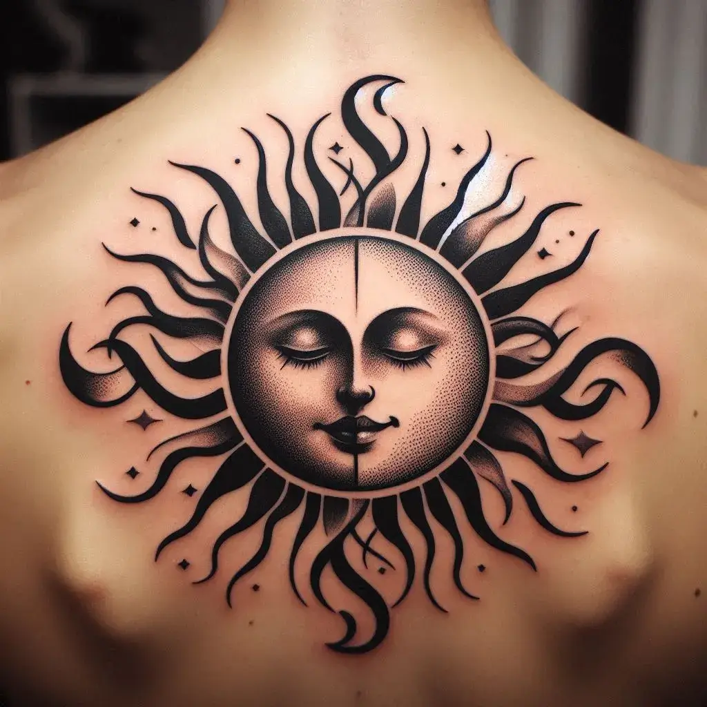 Sun and Moon Interlocking Couple Tattoo Symbols 1