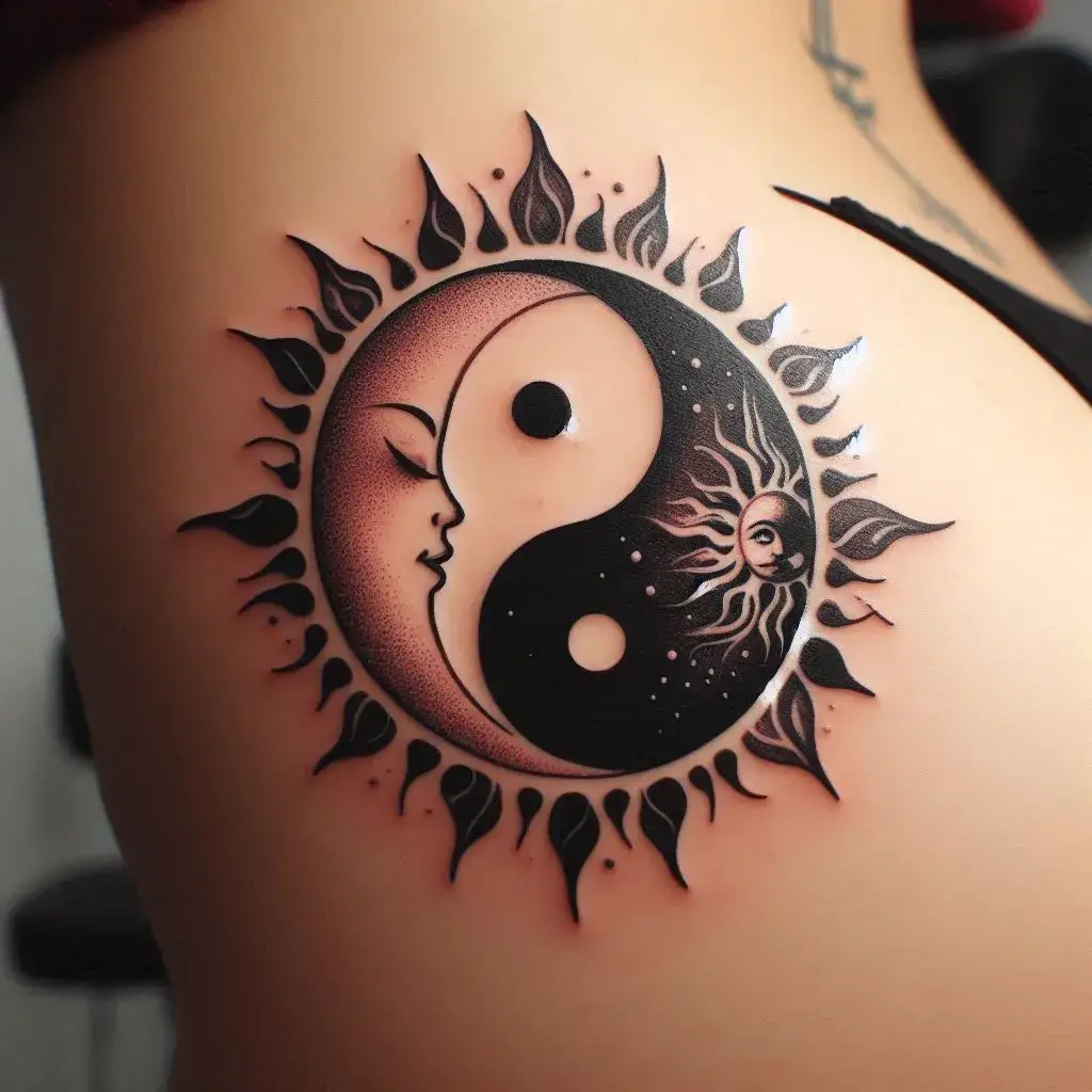 Yin Yang Sun And Moon Tattoo