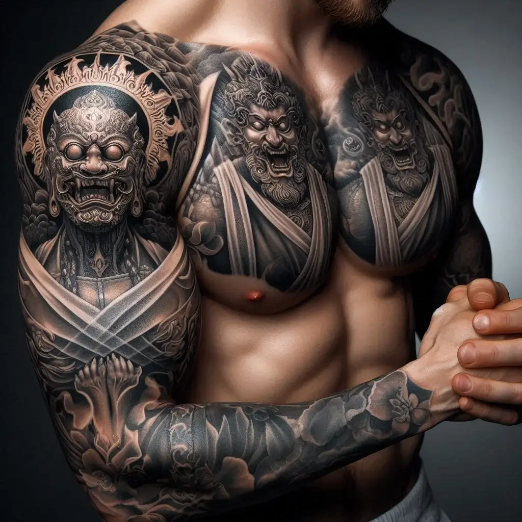 shoulder to mid biceps quarter sleeve tattoo