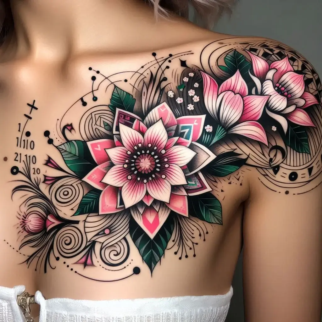 traditional flowers tattoo