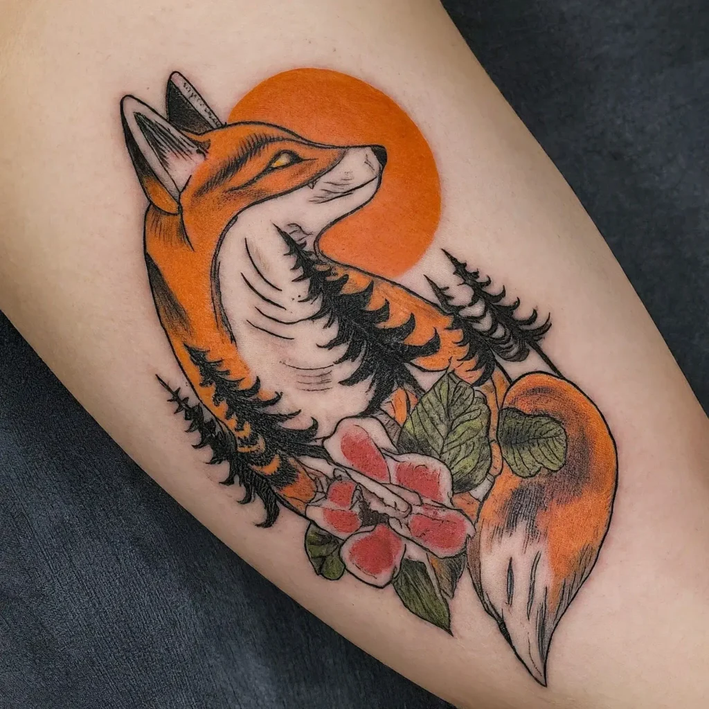 Fox Tattoo With Forests