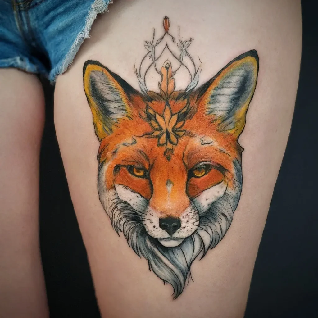 Fox tattoo on Thighs