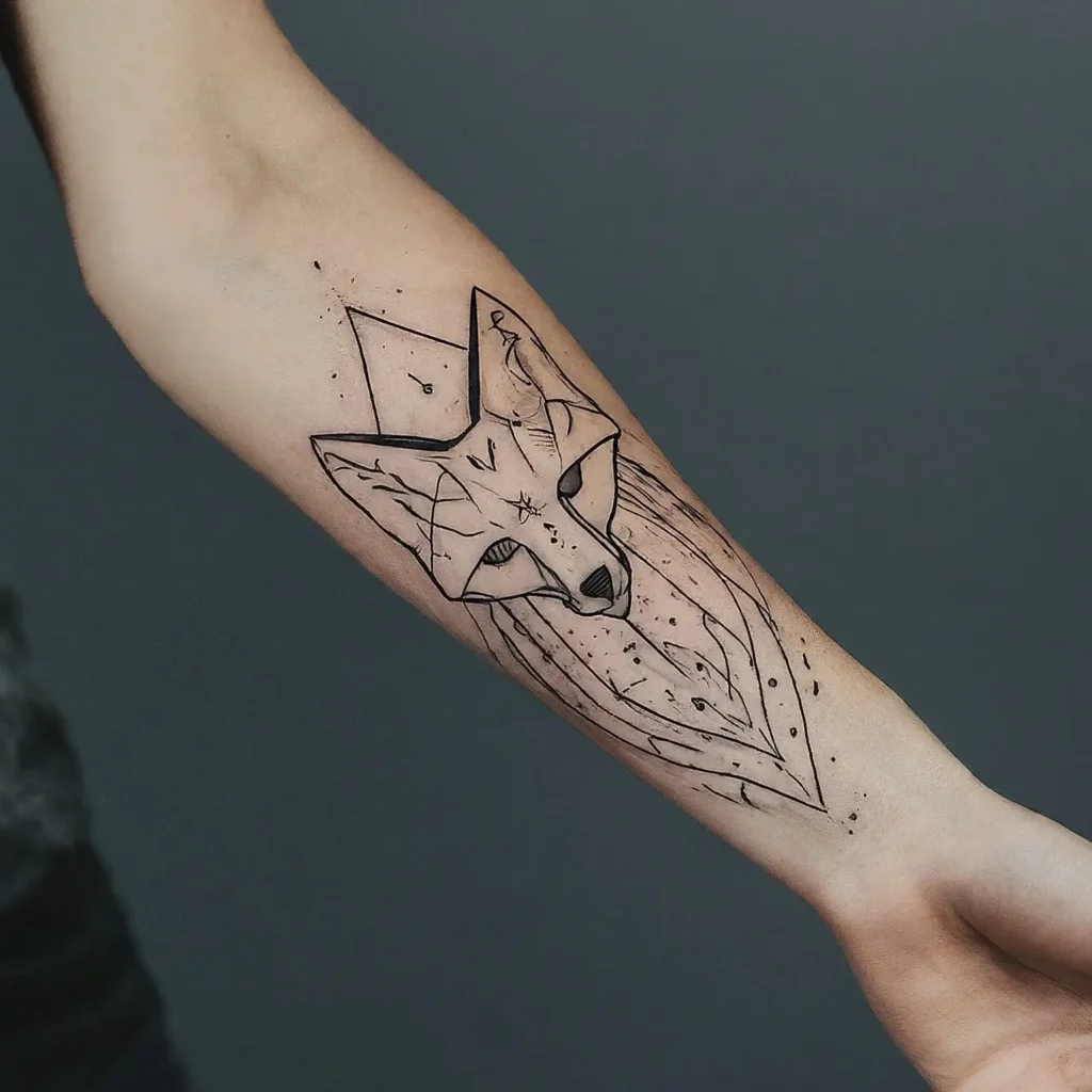 Geometric Fox Tattoos on body