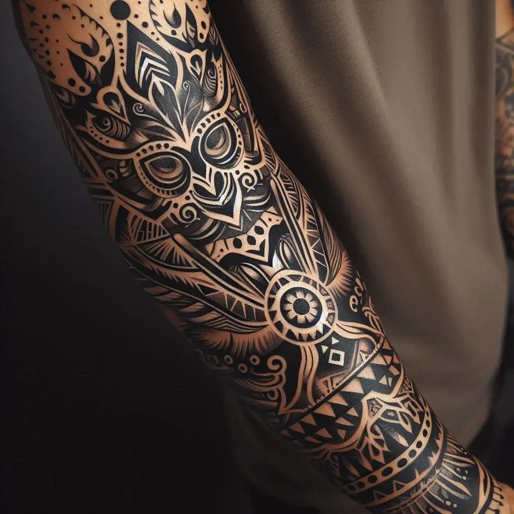 Tribal Designs on Half Sleeve Tattoo Lower Arm