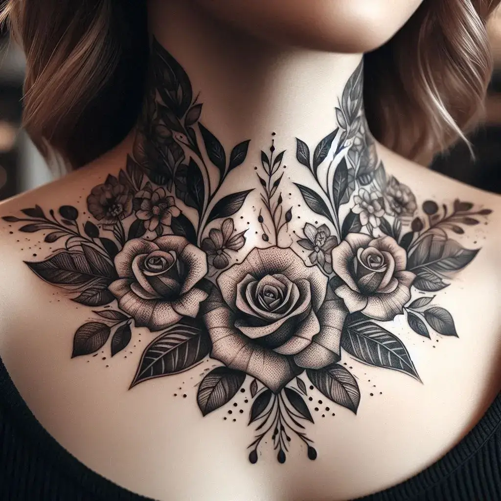 Floral Neck Tattoo Designs