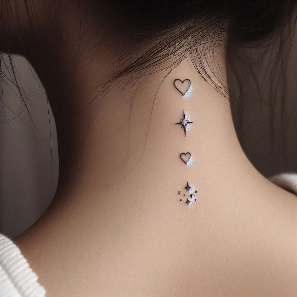 Minimalist Tattoo Designs on Neck including heart