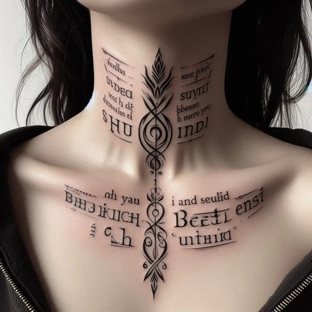 Scripts and Quotes Tattoo Designs On Neck