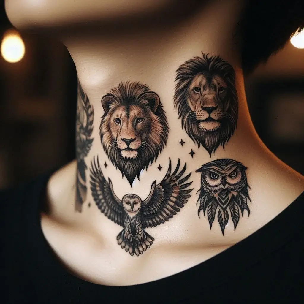 lions neck tattoo