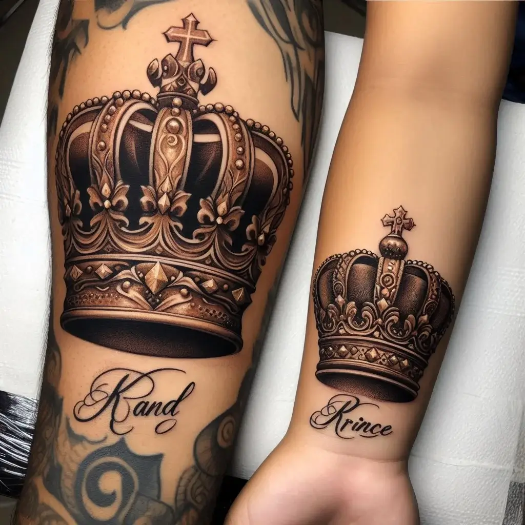 Father And Son King and Prince Crowns Tattoo