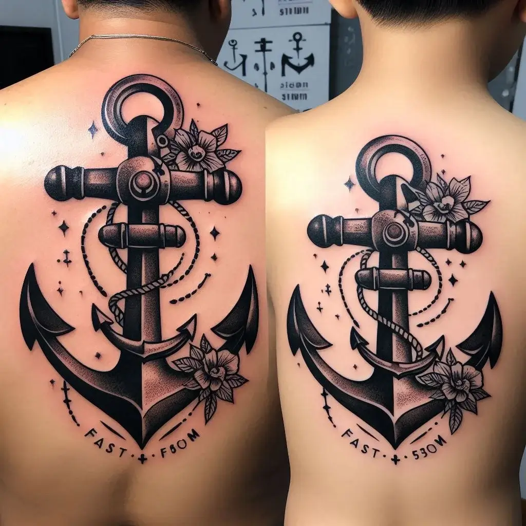 Father and son anchors tattoo