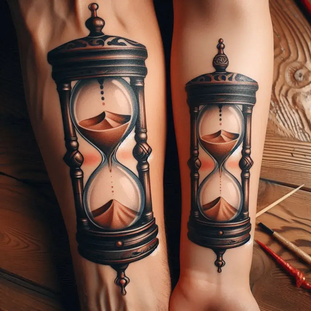 Hourglass Tattoos For Father and Son