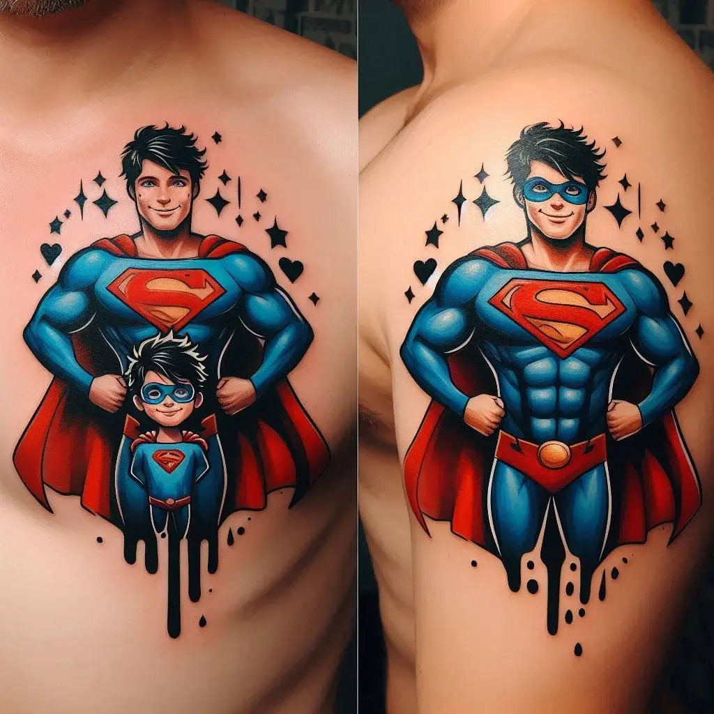 Superhero Symbols tattoo for Father And Son