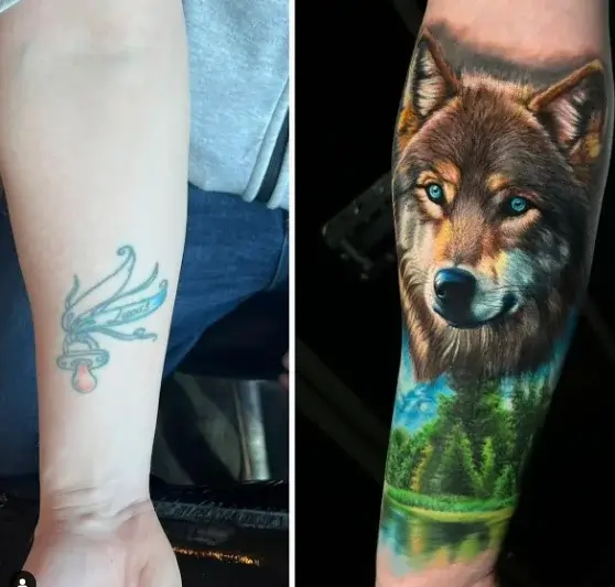 Wolf cover up tattoo ideas