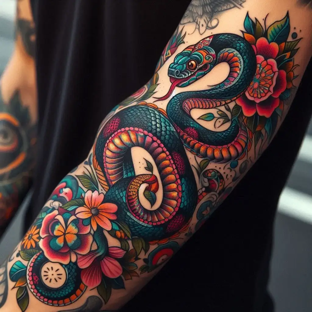 Coiled Snake Tattoo on arm