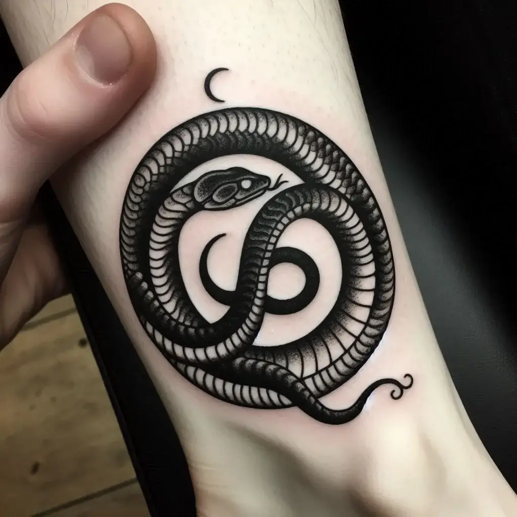 Ouroboros Snake Eating Its Tail Tattoo