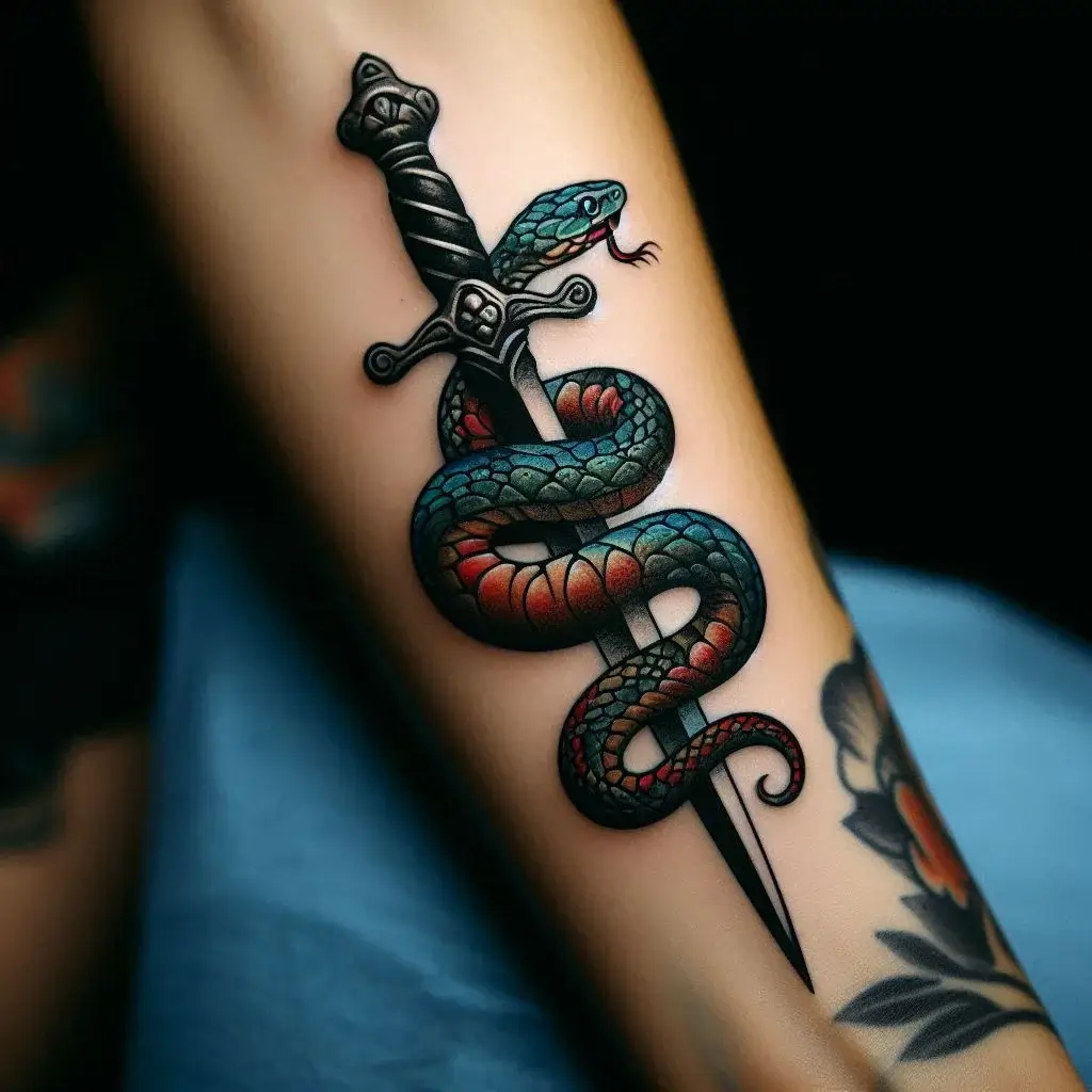 Snake and Dagger Tattoo